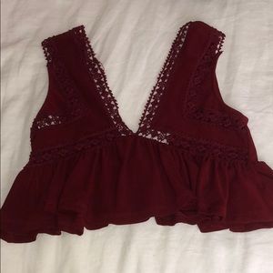 Red Flouncy Crop Top